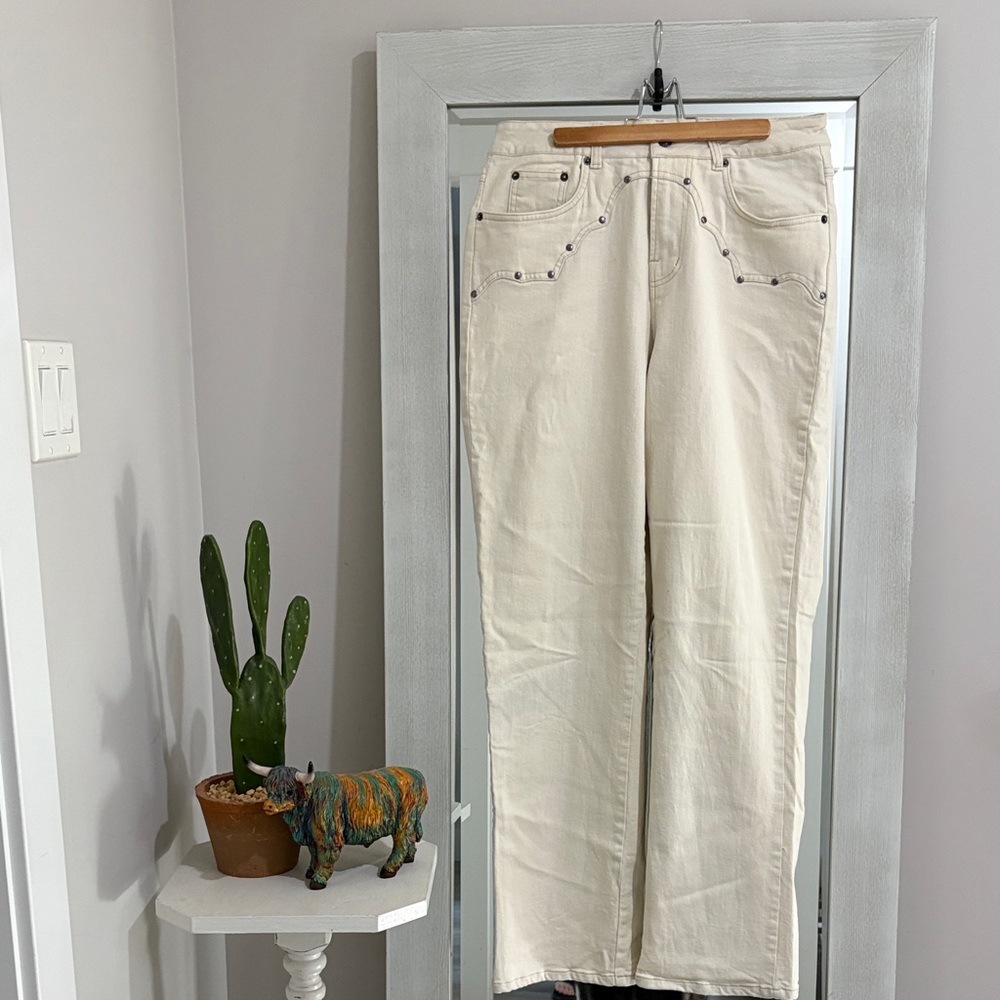 Western style cream denim